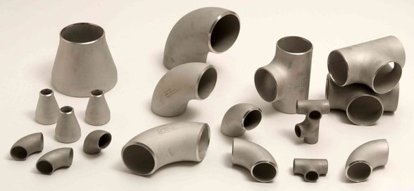A selection of steel butt weld pipe fittings including reducers, bends and tees